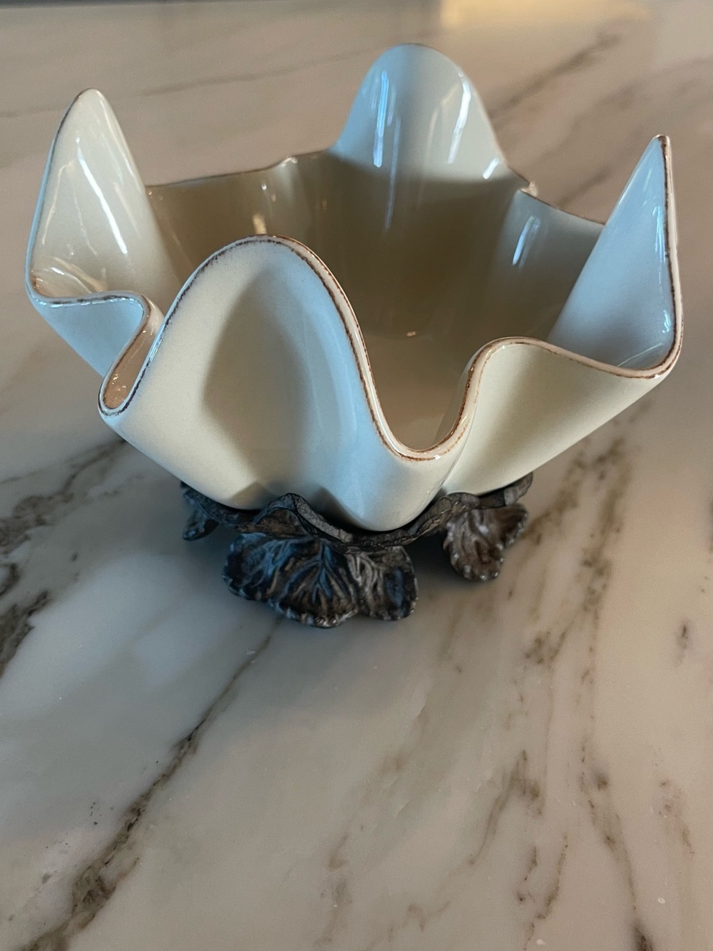 Arthur Court Grape Tuscan Stand with ceramic bowl.